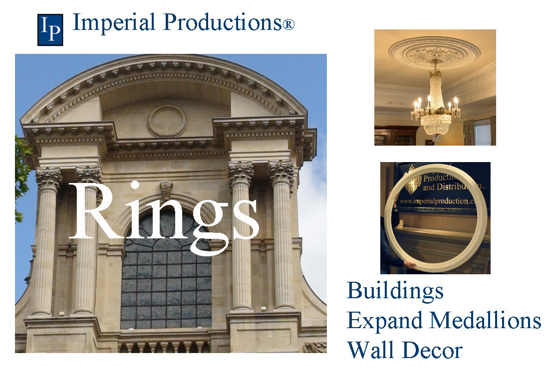 Rings are used for the exterior of buildings, wall decoration and expanding an existing ceiling medallion without taking down a chandelier