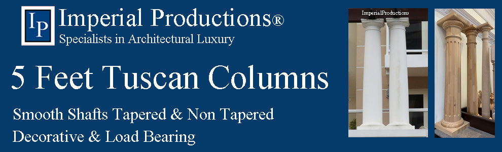 8 Feet Tuscan Smooth columns load bearing and decorative tapered and non tapered