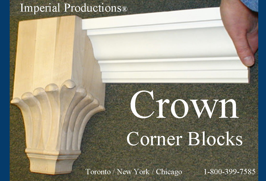 Crown blocks for ceiling crown mouldings makes it easier for installation. Butt joint crowns into the inside, outside and mid blocks. No need to mitre cut