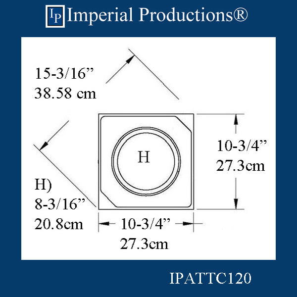 IPATTC120-POL-PK2 Attic Base Hole 8-3/16" pack of 2, Custom Order