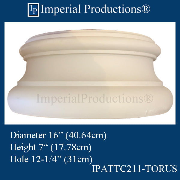 IPATTC211-TORUS-ZEA Attic Base Hole 12-1/4" GFRC-Zeament, Pack of 2, Custom Order