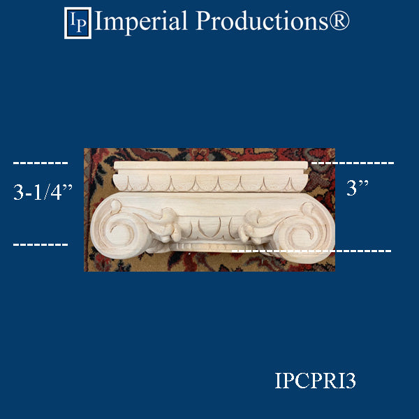 IPCPRI3 Roman Ionic Capital Hard Maple Bottom Ring 3-1/4", Pack of 2