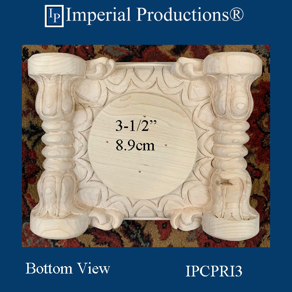 IPCPRI3 Roman Ionic Capital Hard Maple Bottom Ring 3-1/4", Pack of 2