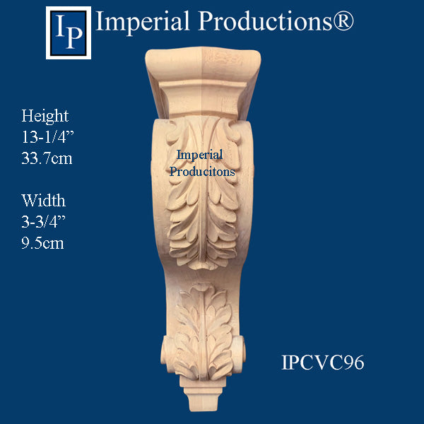 IPCVC96-CHR-PK2 Acanthus Corbel, 13-1/4" high X 8-1/4" deep x 3-3/4" wide Cherry pack of 2