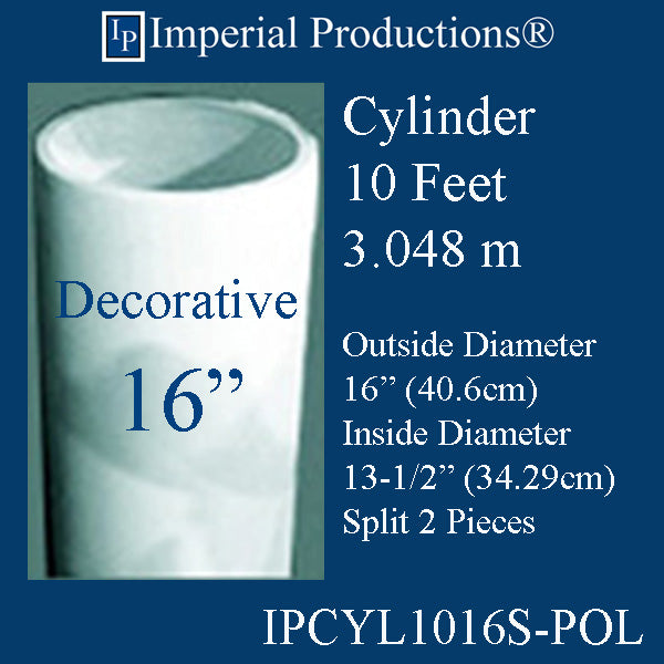 IPCYL1016S-POL Cylinder 10 Feet 16" Diameter, Decorative ArchPolymer Print PDF Brochure to Order US$492.31 each