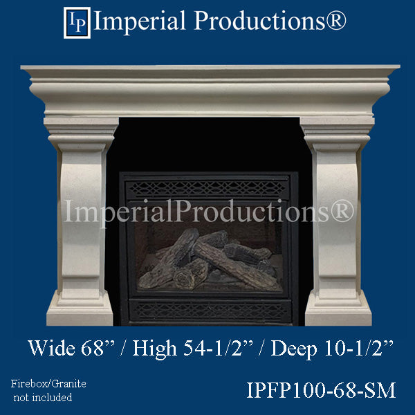 IPFP100-68-STN Art Deco Fireplace Mantel 68 inch wide