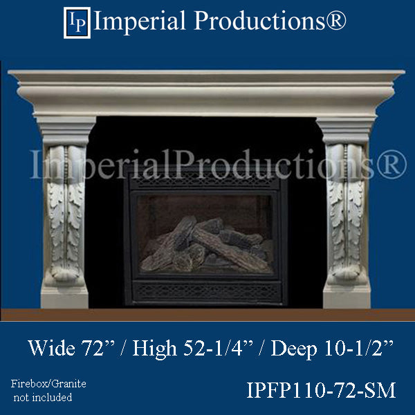 IPFP110-72-SM Classical Acanthus Fireplace Mantel 72 inch wide