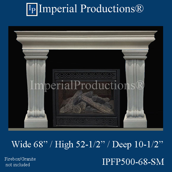 IPFP500-68-SM Ionic Fireplace Mantel 68 inch wide