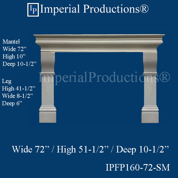 IPFP160-72-SM Doric Fireplace Mantel 72 inch wide