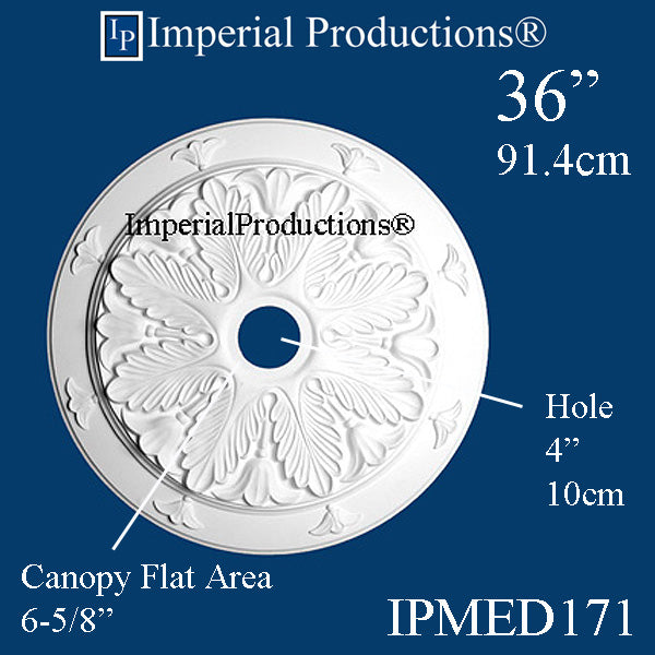 IPMED171-POL Art Nouveau Medallion 36" (91.4cm) ArchPolymer, Custom Order, Add to Cart for Shipping or Free Depot Pickup