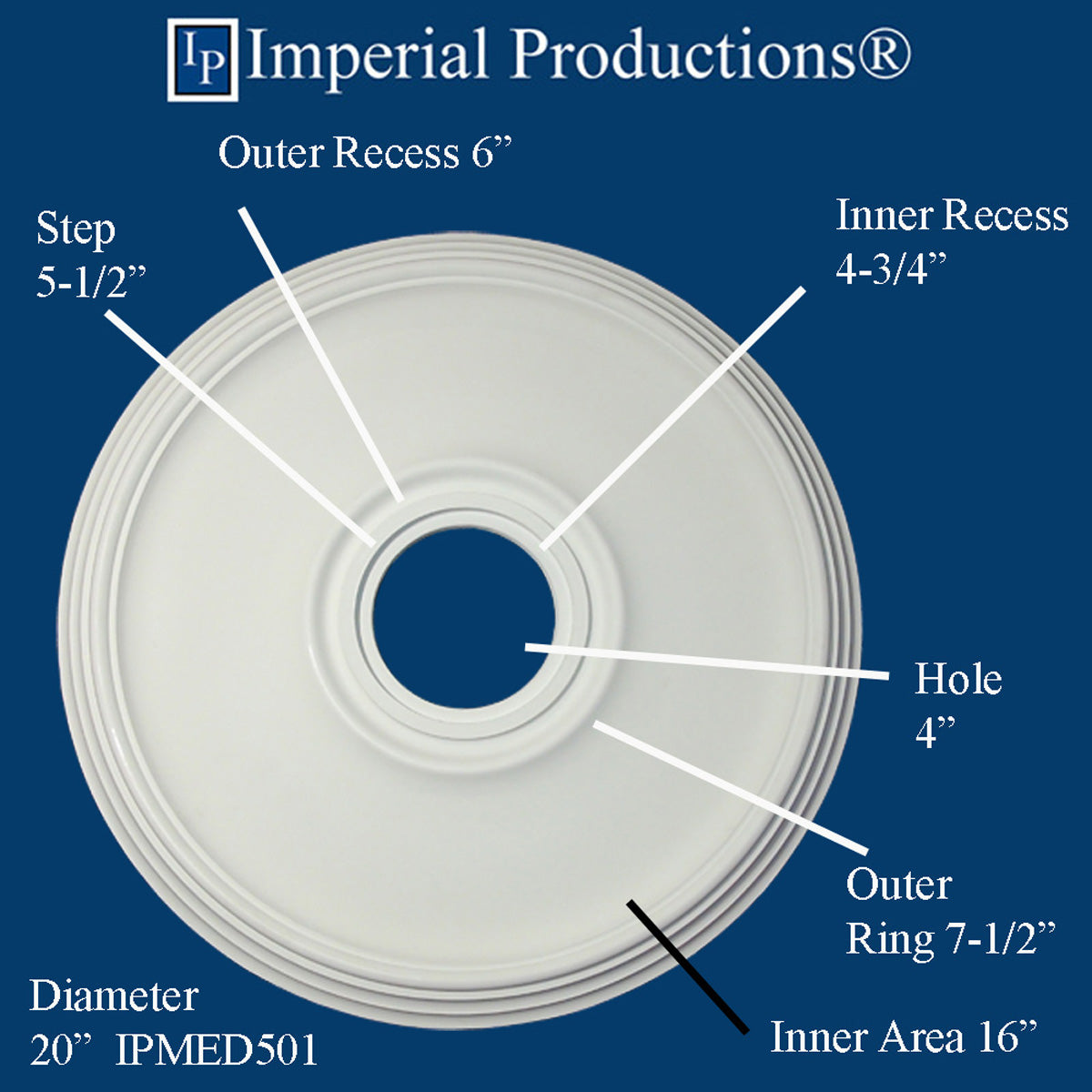 IPMED501-POL Colonial Medallion 20" (50.8cm) ArchPolymer, Add to Cart for Shipping or Free Depot Pickup