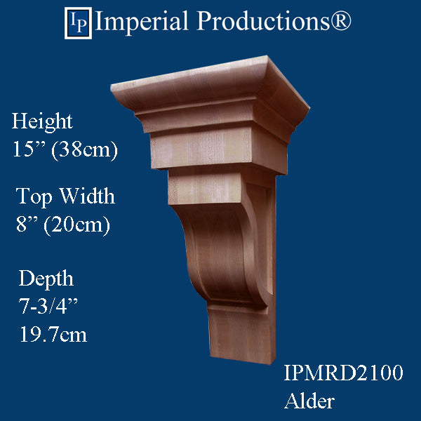 IPMRD2100-ALD Mission Corbel 15" high x 8" wide x 7-3/4" deep Alder Pack of 2