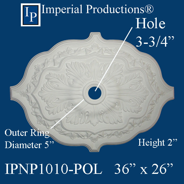 IPNP1010-POL Art Nouveau Medallion 36" x 26" (31.4 x 66cm) ArchPolymer, Add to Cart for Shipping or Free Depot Pickup