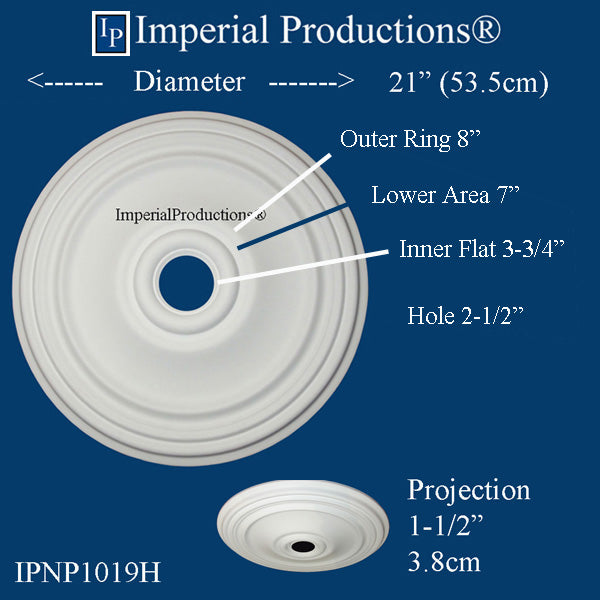 IPNP1019H-POL Art Deco/Colonial Medallion 21" (53.34cm) ArchPolymer, Add to Cart for Shipping or Free Depot Pickup