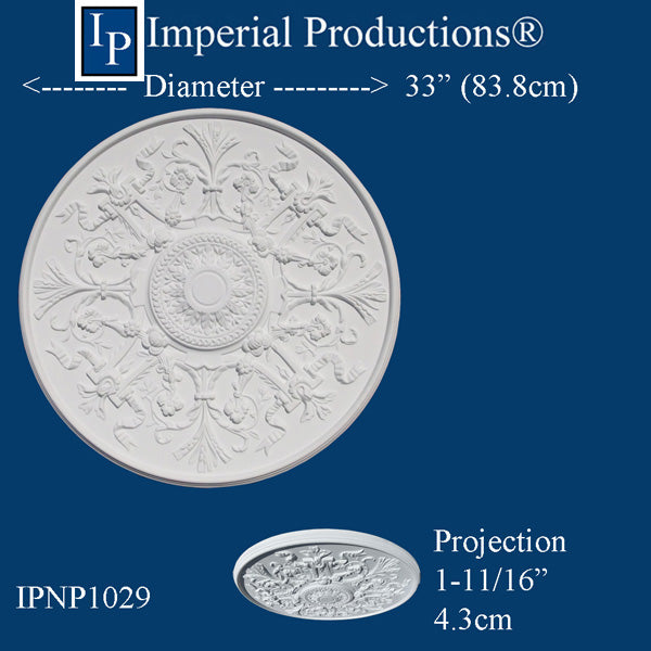 IPNP1029-POL Art Nouveau Medallion 33" (83.82cm) ArchPolymer, Add to Cart for Shipping or Free Depot Pickup