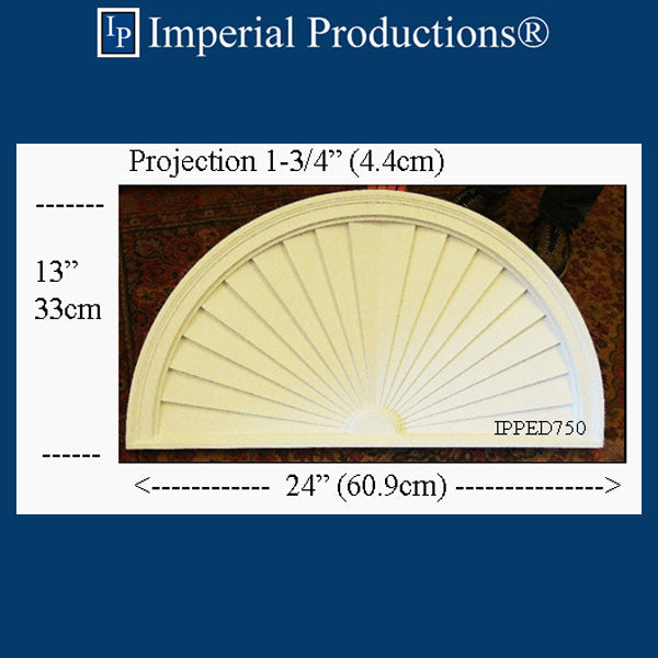 IPPED750-POL Sunburst Pediment 24" wide x 13" high