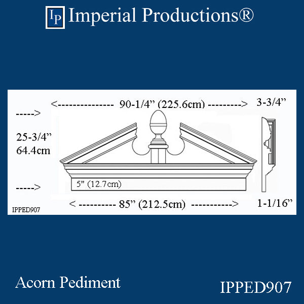 IPPED907-POL Acorn Pediment Bottom 85", 2 Weeks Production