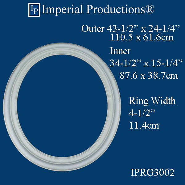 IPRG3002-GRG Oval Ring 43-1/2" x 34-1/2" GRG-NeoPlaster Custom, Add to Cart for Shipping Costs or Free Depot Pickup