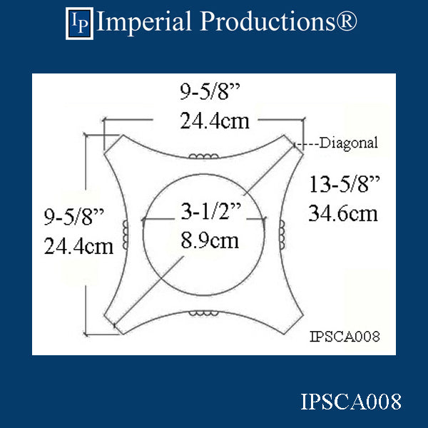 IPSCA008-FRP-PolyComp Scamozzi Capital Hole 3-1/2", Custom Quoted