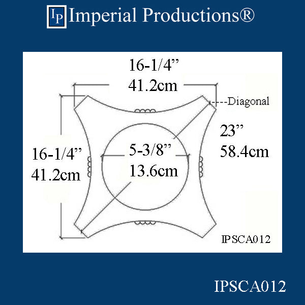IPSCA012-FRP-PolyComp Scamozzi Capital Inside Hole 5-3/8", Custom Quoted