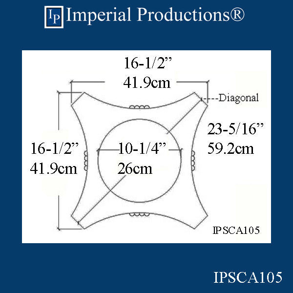 IPSCA105-POL-PK2 Scamozzi Capital Inside Hole 10-1/4" Pack of 2 - Custom Order