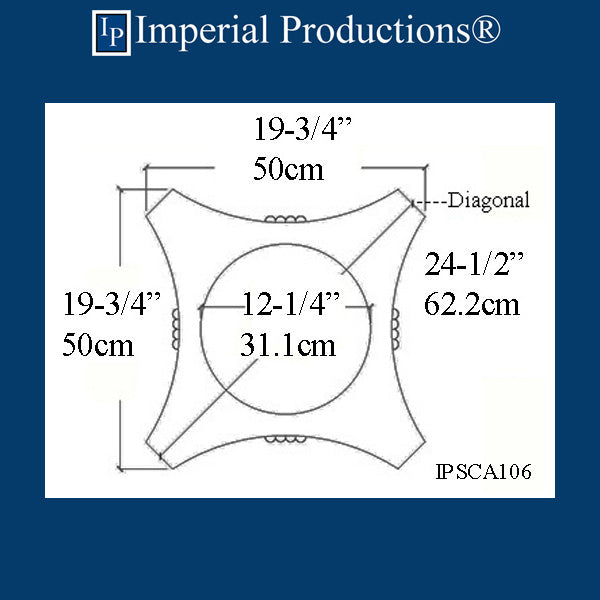 IPSCA106-POL-PK2 Scamozzi Capital Inside Hole 12-1/4" Pack of 2