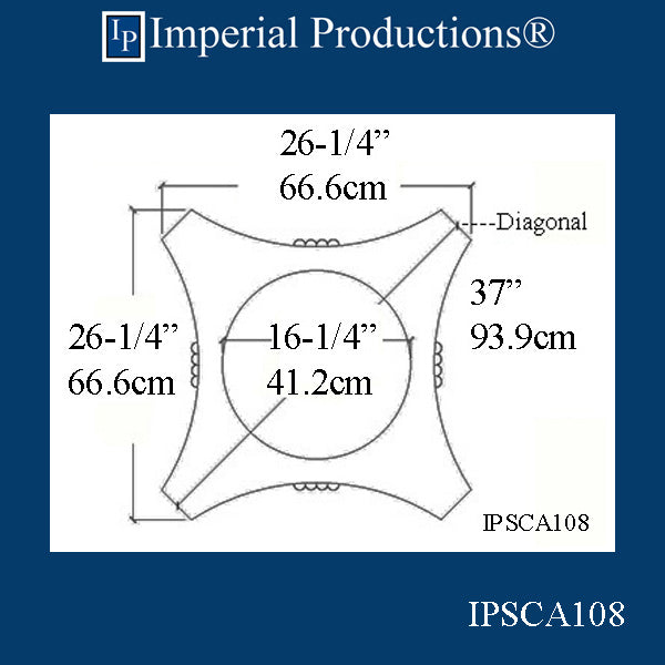 IPSCA108-POL-PK2 Scamozzi Capital Hole 16-1/4" Pack of 2 - Custom Order