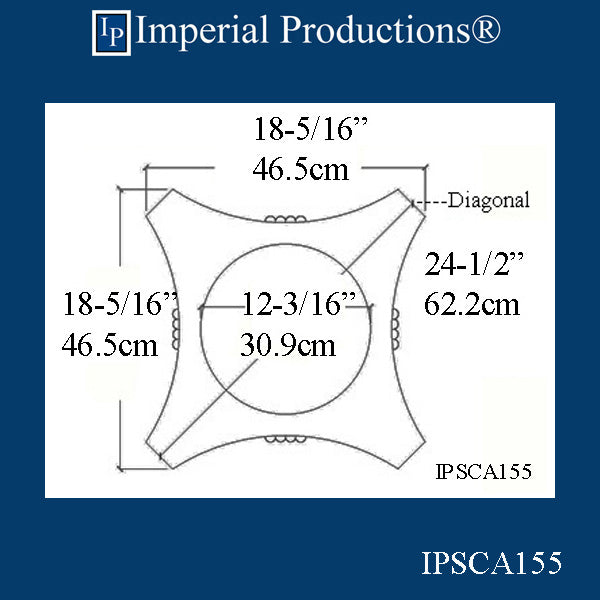 IPSCA155-POL-PK2 Scamozzi Capital Inside Hole 12-3/16" Pack of 2 - Custom Order
