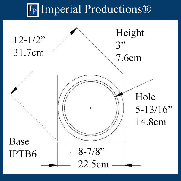 IPTB6-BASE-APOL-PK4 Tuscan Base ArchPolymer, Hole 5-13/16" Pack of 4, Custom Order, Add to Cart for Shipping or Free Depot Pickup