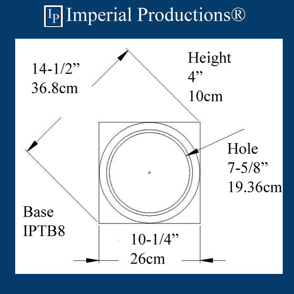 IPTB8-BASE-POL-PK4 Tuscan Base ArchPolymer Hole 7-5/8" Pack of 4