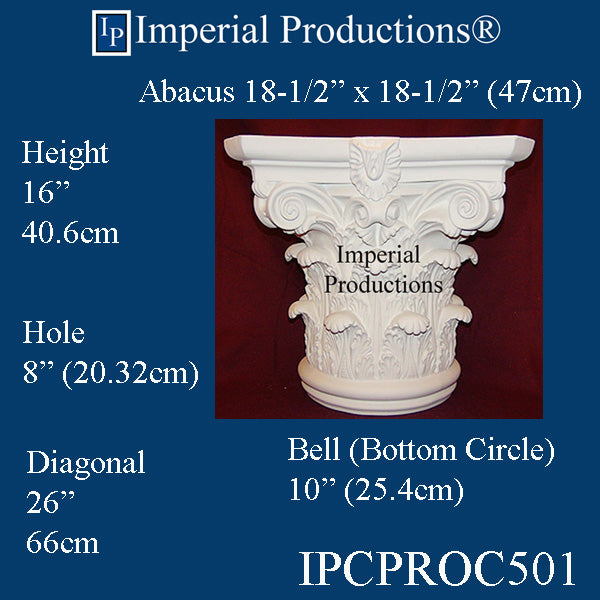 IPCPROC501-POL Roman Corinthian Capital Bottom Ring 10" ArchPolymer, Each