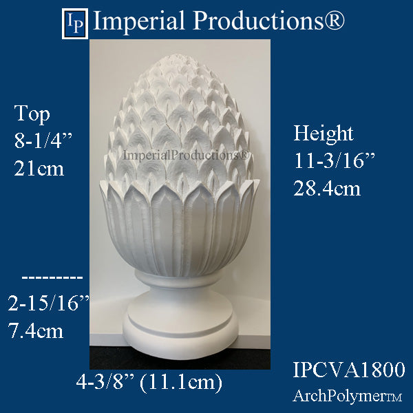 IPCVA1800-POL Pineapple Finial 11-3/16" High, Base 4-3/8", ArchPolymer, Custom, Sold Pack of2 - Add to Cart for Shipping or Free Depot Pickup