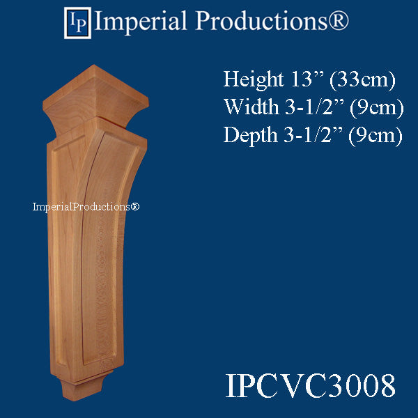 IPCVC3008-CHR Mission Corbel 13" high x 3-1/2" wide x 3-1/2" deep, Cherry Pack of 2