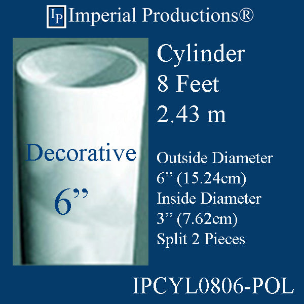 IPCYL0806S-POL Cylinder 8 Feet 6" Diameter, Decorative ArchPolymer, Print PDF Brochure to order US$149.36