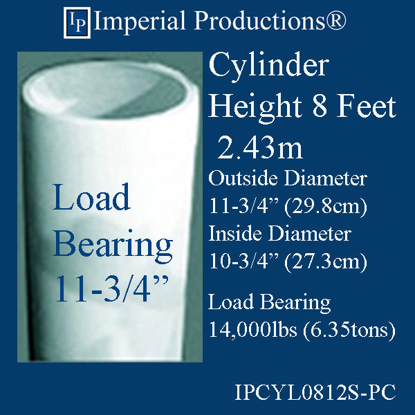 IPCYL0812S-PC Cylinder 8 Feet 11-3/4" Diameter, Load Bearing PolyComp, Print PDF Brochure to Order US$472.34 Each