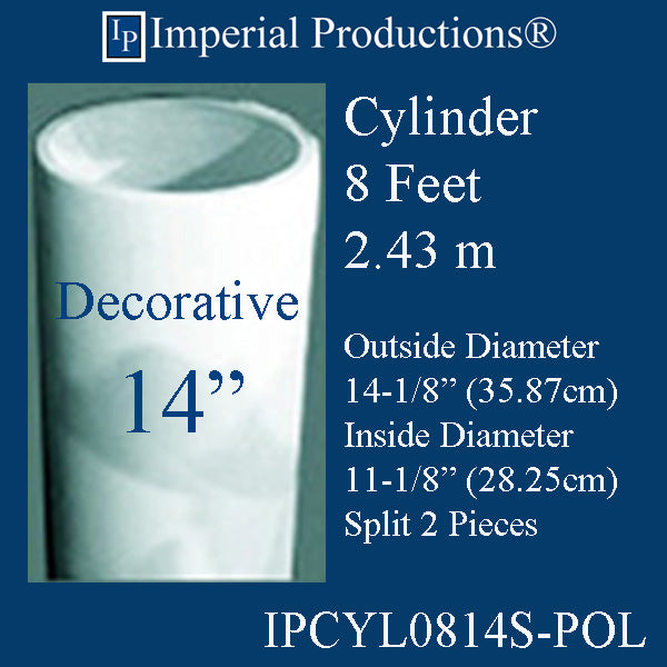 IPCYL0814S-POL Cylinder 8 Feet 14" Diameter, Decorative ArchPolymer, Print PDF Brochure US$376.99