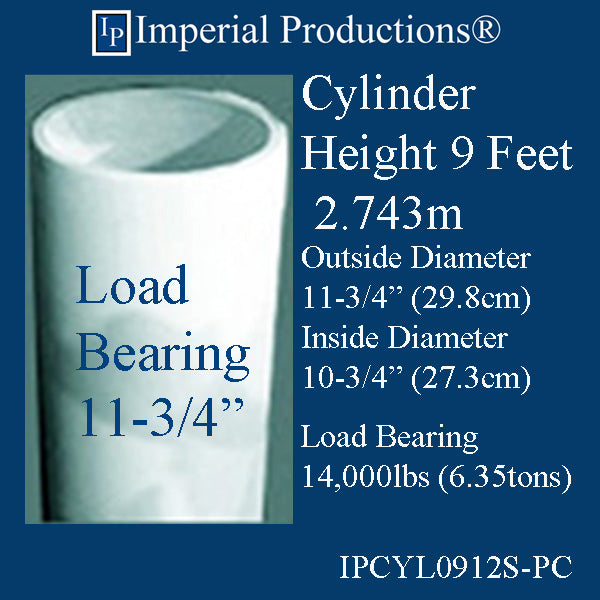 IPCYL0912S-PC Cylinder 9 Feet 11-3/4" Diameter, Load Bearing PolyComp, Print PDF Brochure to Order US$529.83 Each