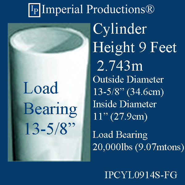 IPCYL0914S-FG Cylinder 9 Feet 13-5/8" Diameter, Load Bearing Fiberglass, Print PDF Brochure to Order US$1254.32 Each