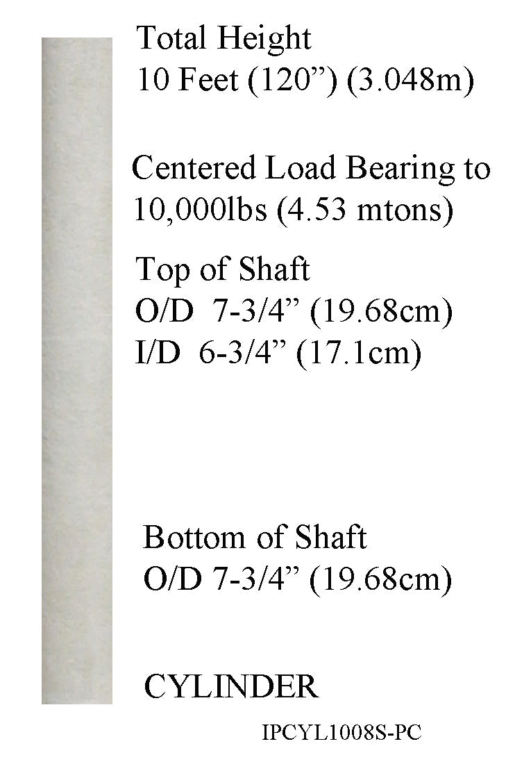 IPCYL1008S-PC Cylinder 10 Feet 7-3/4" Diameter, Load Bearing PolyComp, Print PDF Brochure to Order Sale US$383.47 Each