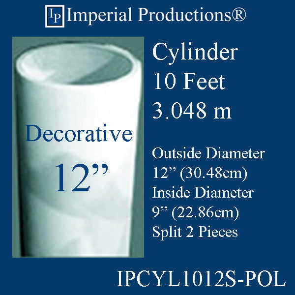 IPCYL1012S-POL Cylinder 10 Feet 12" Diameter, Decorative ArchPolymer Print PDF Brochure to Order US$368.95 each