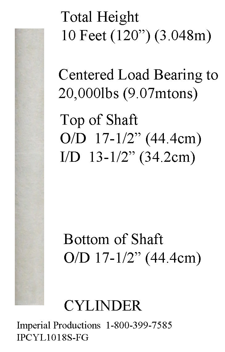 IPCYL1018S-FG Cylinder 10 Feet 17-1/2" Diameter, Load Bearing Fiberglass, Print PDF Brochure to Order US$2726.64 Each