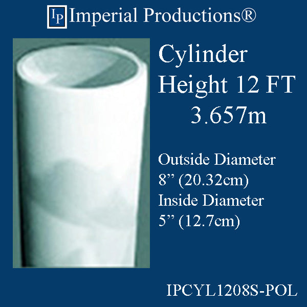 IPCYL1208S-POL Smooth Round Cylinder 10 Feet 8", ArchPolymer