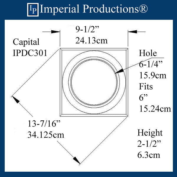 IPDC301-CAP-APOL-PK2 Doric Capital ArchPolymer Hole 6-1/4", Pack of 2 - Custom Order