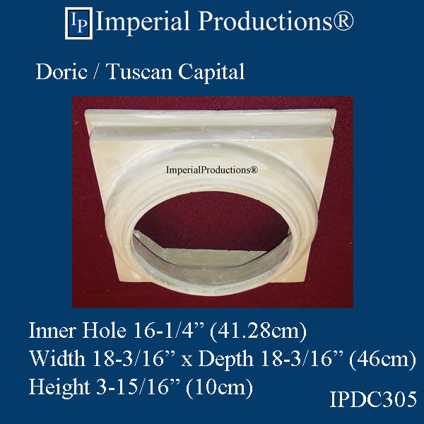 IPDC305-CAP-APOL-PK2 Doric Capital ArchPolymer Hole 16-1/4", Pack of 2 - Custom Order