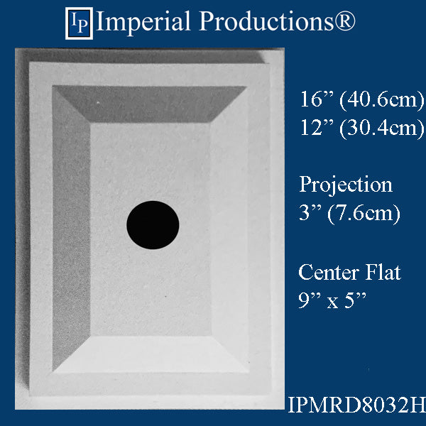IPMRD8032H-POL Raised Panel Medallion 16" x 12" x 3", custom, Add to Cart for Shipping Costs or Free Depot Pickup (40.6 x 30.4cm)