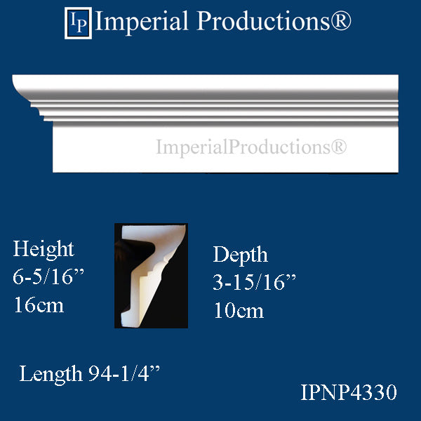 IPNP4330-POL Closed Header 6-15/16" x 3-15/16" x 94-1/4", ArchPolymer Each