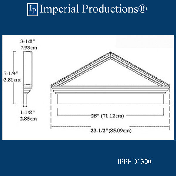IPPED1300 Triangle Pediment 33-1/2" wide x 7-1/4" high ArchPolymer - Custom Priced