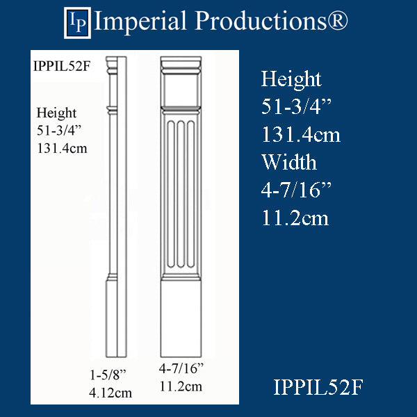 IPPIL52F-POL Fluted Pilaster 51-3/4" x 4-7/16" wide, ArchPolymer, FOB factory US$ 59.85/pair print brochure to order
