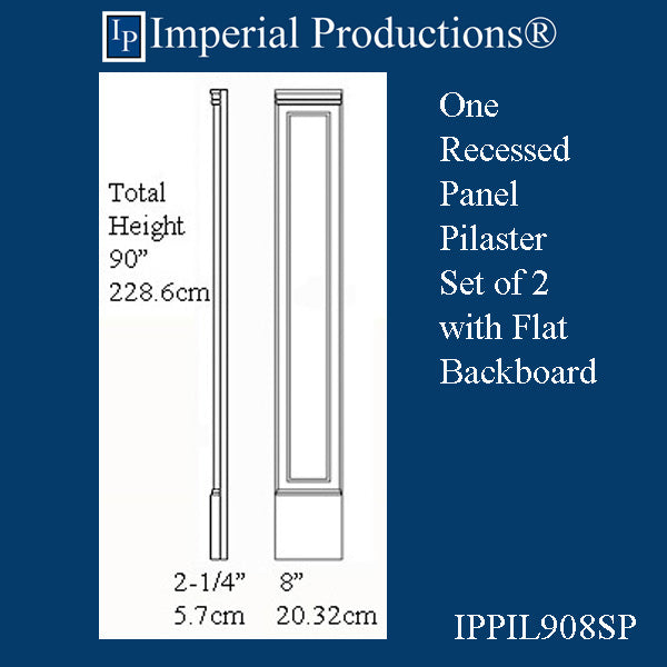 IPPIL908SP-POL Two Recessed Panel Pilaster 90" x 8" x 2-1/4", ArchPolymer, Price / Pair, Custom Order