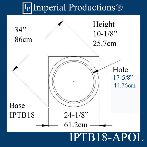 IPTB18-APOL-PK4 Tuscan Base, ArchPolymer, Hole Pack of 4, Custom Order